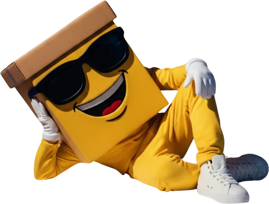 Boxo lounging comfortably, telling you about his storage facility