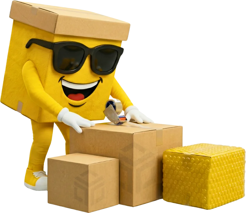 Boxo taping up a moving box