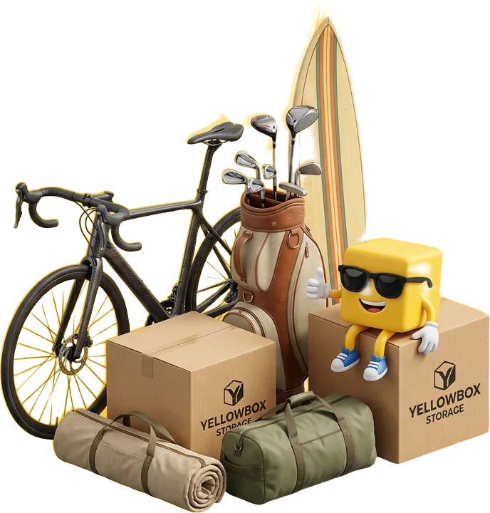 Hobby storage: bicycle, golf clubs, surfboard and camping gear with Boxo